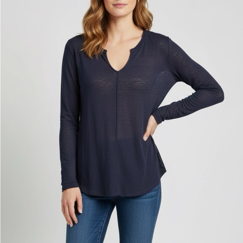 Gerard Darel Black Linen Reverse Seam Top